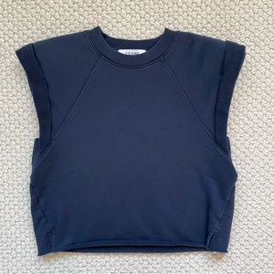 Frame sleeveless navy blue sweatshirt